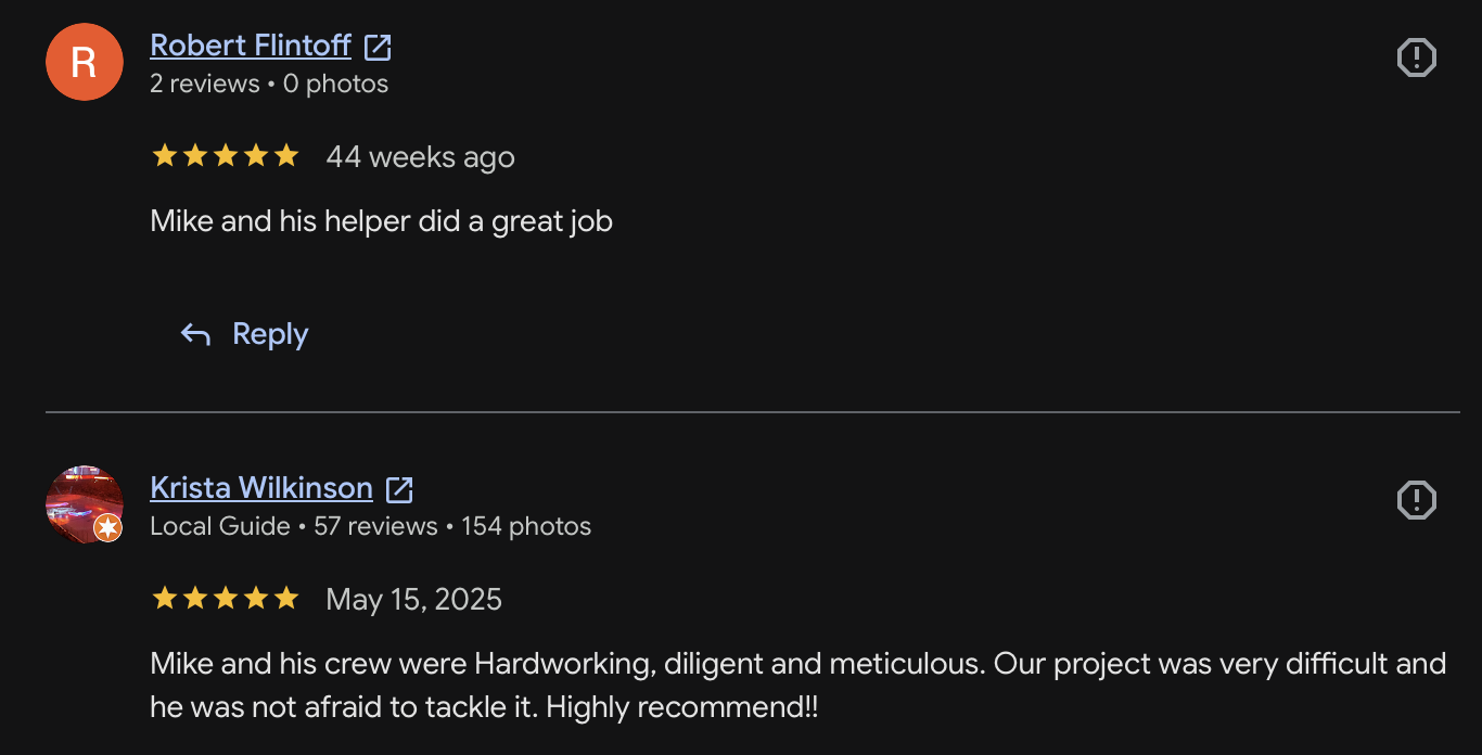 Customer review 6 for Mike's Concrete & Masonry