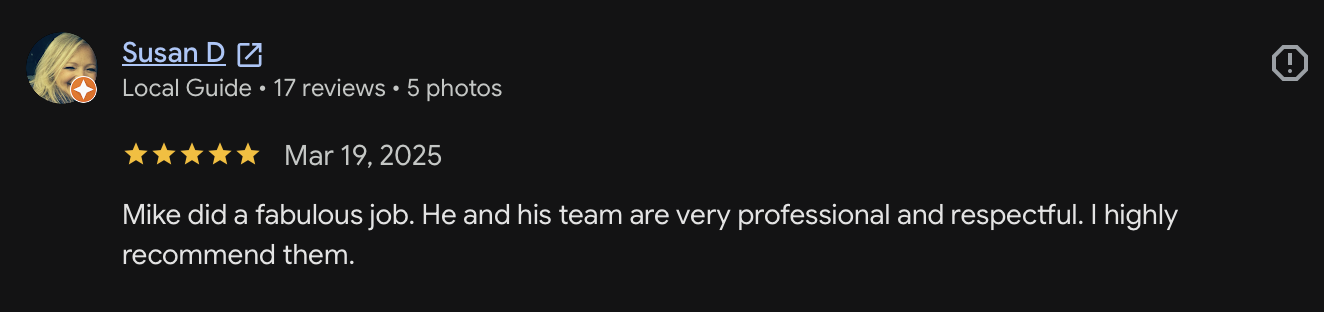 Customer review for Mike's Concrete & Masonry