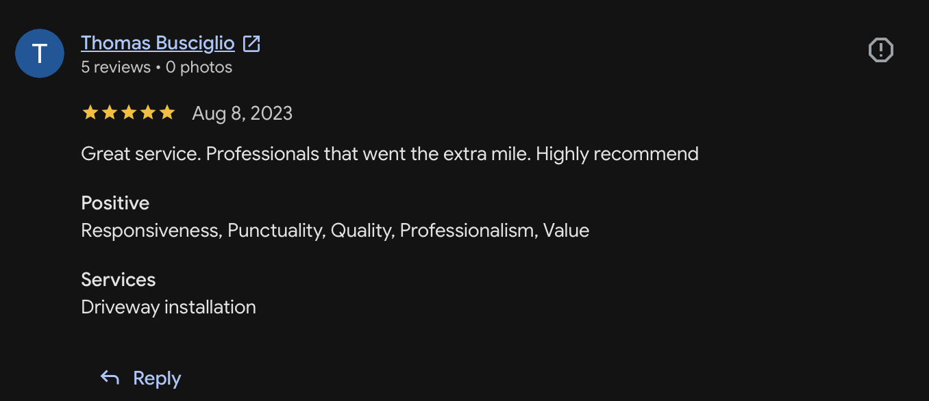 Customer review 13 for Mike's Concrete & Masonry