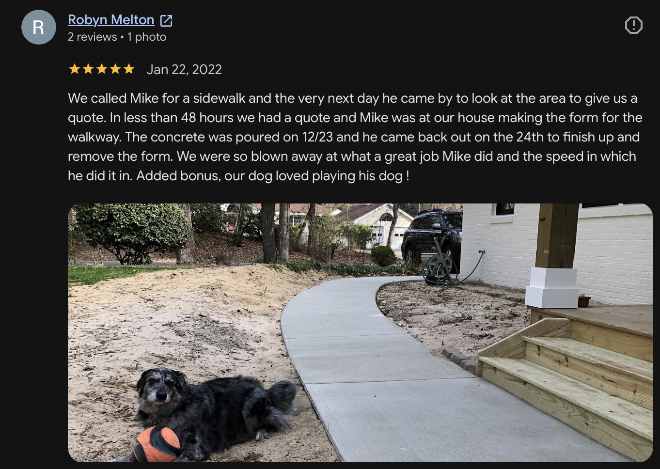 Customer review 17 for Mike's Concrete & Masonry
